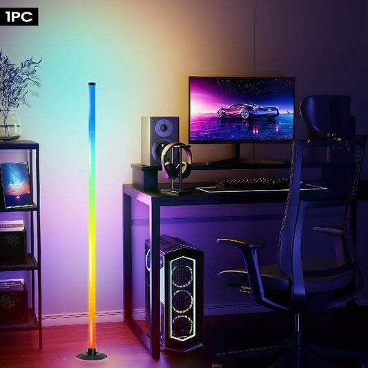 RGBICB Smart LED Floor Lamp App & Remote Control – Intelligent Mood Atmosphere Backlight Modern Design for Home Office Gaming Study Bedroom Holiday Gift 1 or 2 Pack