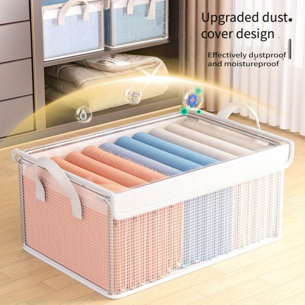 Storage Boxes Waterproof Steel Frame 26L Collapsible Fabric Bins for Clothing Household Sundries Closet Bedroom Organization Space Saving Home Storage Containers with Lid