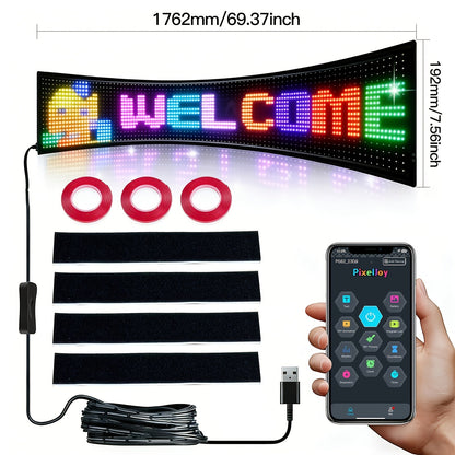 LED Matrix Panel Flexible Programmable Display - Bluetooth APP Control, USB Powered DIY LED Sign Board, Custom Text & Animation for Store Car Hotel Holiday Decoration