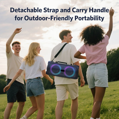 Portable Bluetooth Speaker Large Party Model with Dual 6.5-Inch Woofers, TWS, LED Rings and 5-Hour Battery