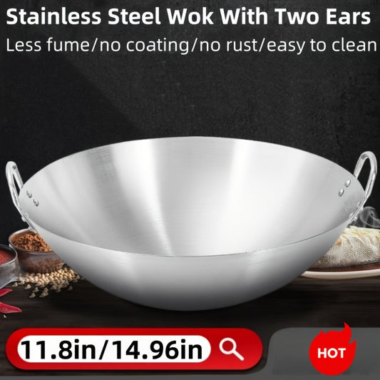 Stainless Steel Wok & Frying Pan – Non-Stick Cooking Surface, Ergonomic Handle, Compatible with Gas, Induction & Electric Stovetops, Extra Thick & Deep, Easy to Clean