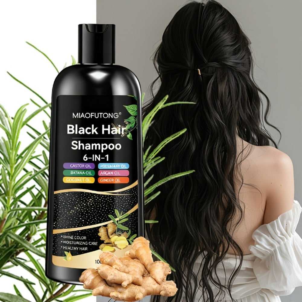Hair Color Shampoo, MIAOFUTONG 6-in-1 100ml Black Color Bottle with a Single-Bottle Option
