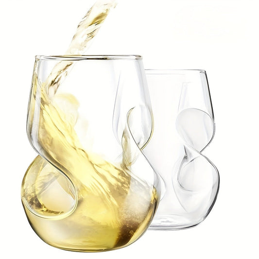Borosilicate Drinking Glasses Set of 2 – 16 Oz Elegant Curved Glassware for Wine, Iced Coffee, Mojitos, Juice & Whiskey – Perfect for Parties, Weddings, Picnics & Gatherings