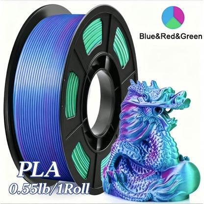 Gradient Tri-Color PLA Filament 1.75mm 250g 0.55lb – Three-Tone Color Transition Smooth Durable Printing for DIY Artistic Cosplay & Professional Projects Wide FDM Compatibility