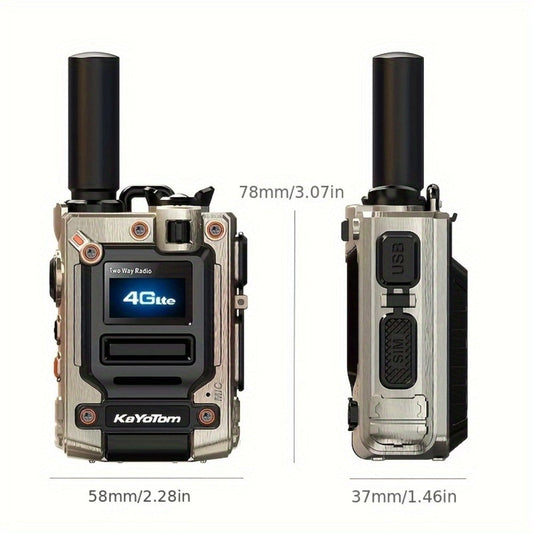 Kayotom K300S 4G Global Walkie Talkie Unlimited Range, No Monthly Fee Two Way Radio, UHF 400-480MHz Long Battery Life, Dustproof Shockproof Handheld Transceiver for Outdoor Group Remote Coordination