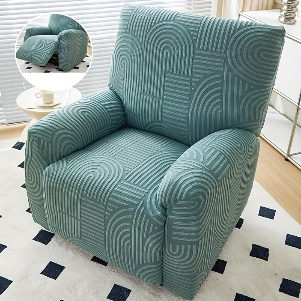 Recliner Slipcover, Four-Piece Elastic Jacquard Single-Seat Chair Cover in Six Color Options