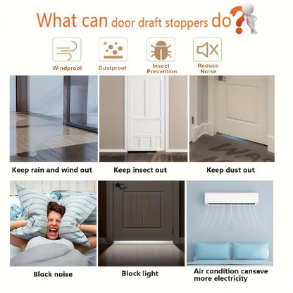 39-Inch Three-Layer Silicone Door Draft Stopper with Adhesive Backing in White, Black, Brown or Clear