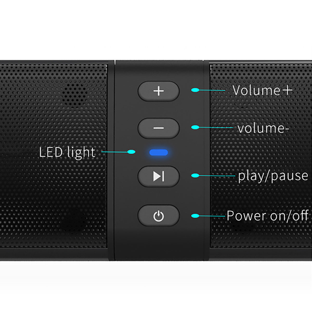 Detachable 21.65-Inch TV Soundbar with TF, AUX, USB and RCA Inputs, FM Radio and Black Finish