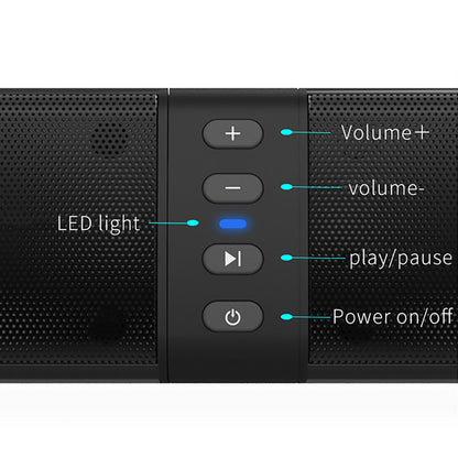 Detachable 21.65-Inch TV Soundbar with TF, AUX, USB and RCA Inputs, FM Radio and Black Finish
