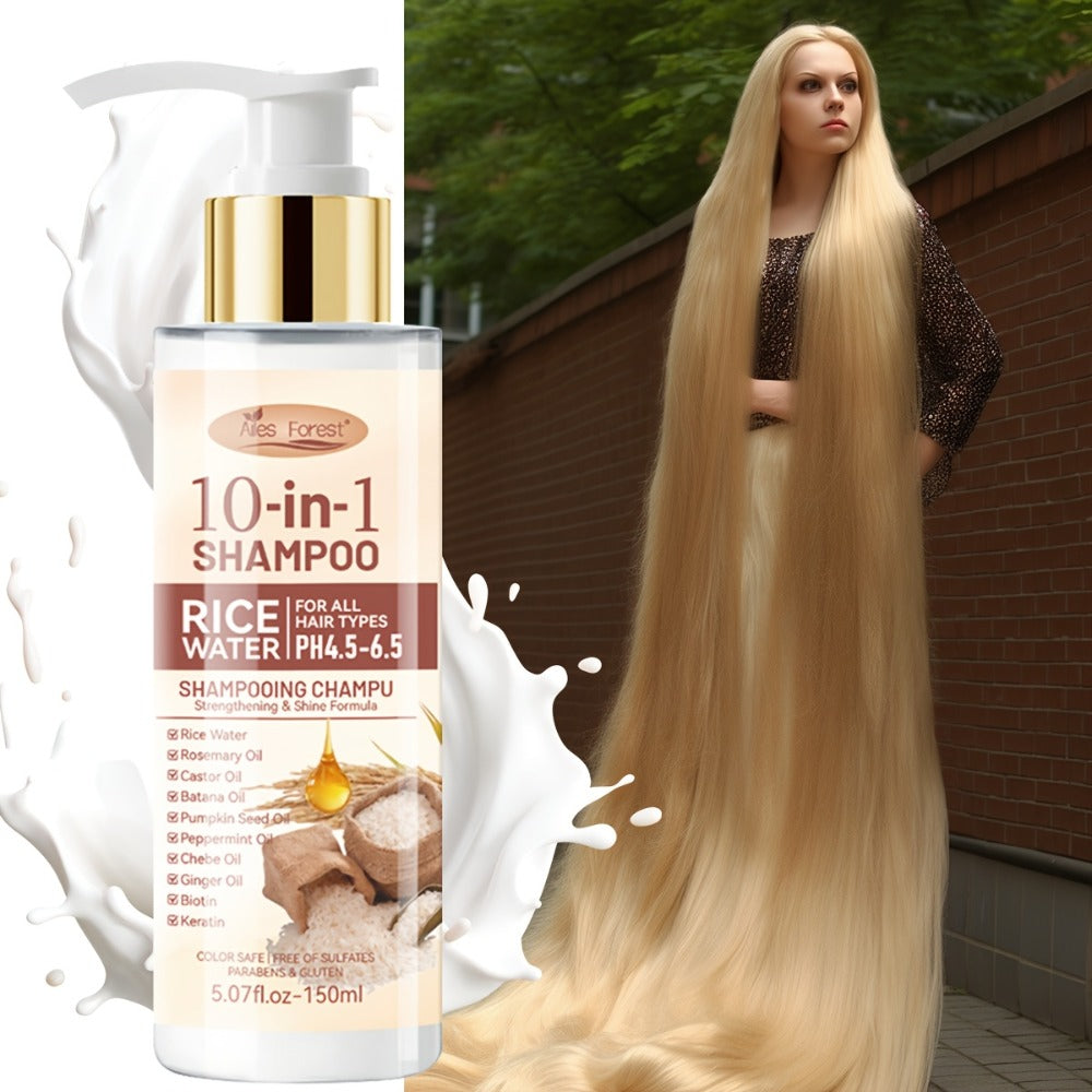 Rice Water Shampoo and Conditioner Set for Women — Fermented Rice Water 10-in-1 Hair Care for Volumizing, Anti-Frizz, Heat Protection & Damage Repair, Thicker Fuller Hair