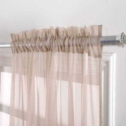 Two-Panel Solid Sheer Curtains with Rod-Pocket Header, Seven Colors and Four Size Configurations