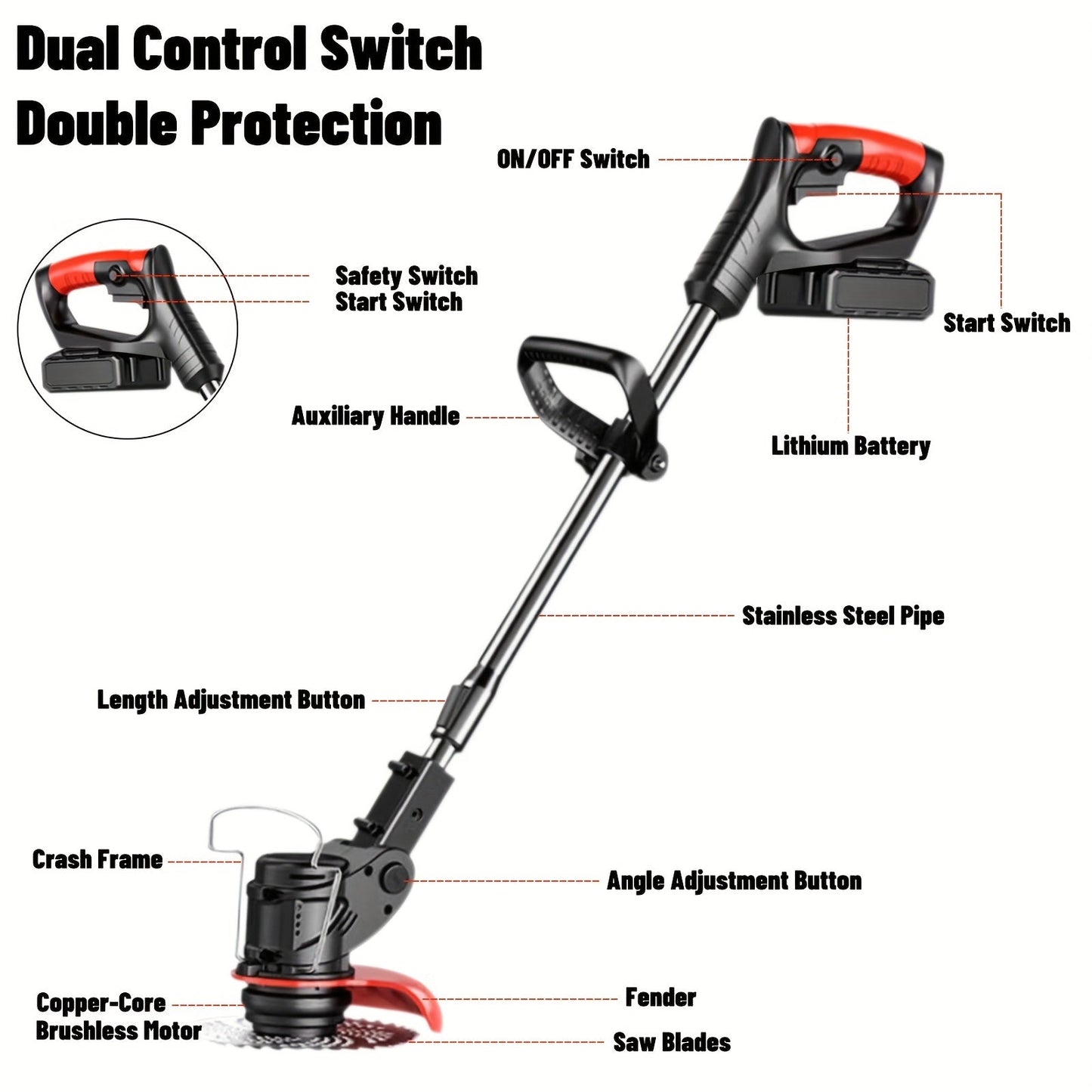 Cordless Electric Weed Wacker | Handheld Lawn Trimmer Garden Yard