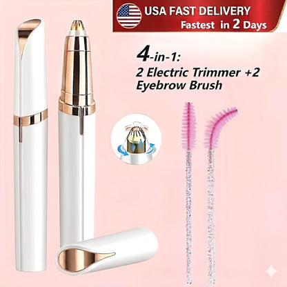 Two-Piece Rechargeable Eyebrow Trimmer Set in Pink, White or Three Colorful Finish Options for Facial Grooming