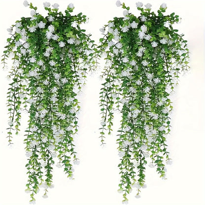 Artificial Hanging Plants UV Resistant Faux Flowers Vine Fake Ferns - 10 Bunches Indoor Outdoor Wedding Patio Balcony Home Decor