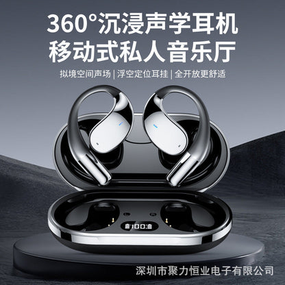Bone Conduction Headphones Bluetooth 5.4 Open Ear Sport Earbuds 80H Battery LED Display Stereo Bass Noise Canceling Mic Type-C Charging Gift for Dad Men Women Running Cycling