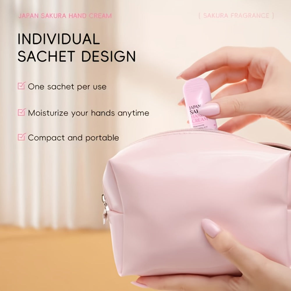 Twenty-Piece Pink Sakura-Print Mini Hand Cream Set with Individual 3-Gram Travel Sachet Tubes