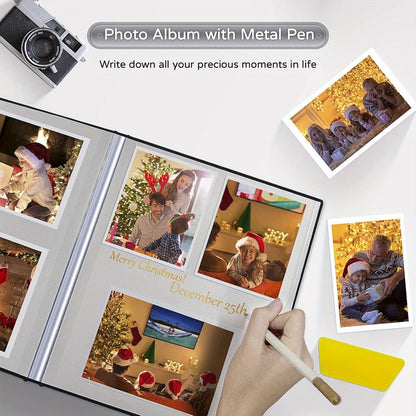 Self-Adhesive Linen Photo Album with 40- or 60-Page Options, Two Cover Sizes, Metal Pen and 12 Colors