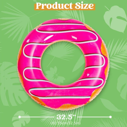 Glitter Donut Pool Float 3 Pack 32.5 Inch Inflatable Swim Ring Set – Strawberry Chocolate Mint Pool Tubes for Summer Pool Party, Birthday Decoration, Kids Teens & Adults