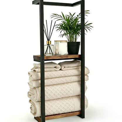 Towel Rack Wall Mounted 2-Layer Storage Organizer 11.2 Inch - Space Saving Hanging Towel Holder for Bathroom, Bedroom & Home Rooms, Contemporary Style, Available in 1-Pack & 2-Pack