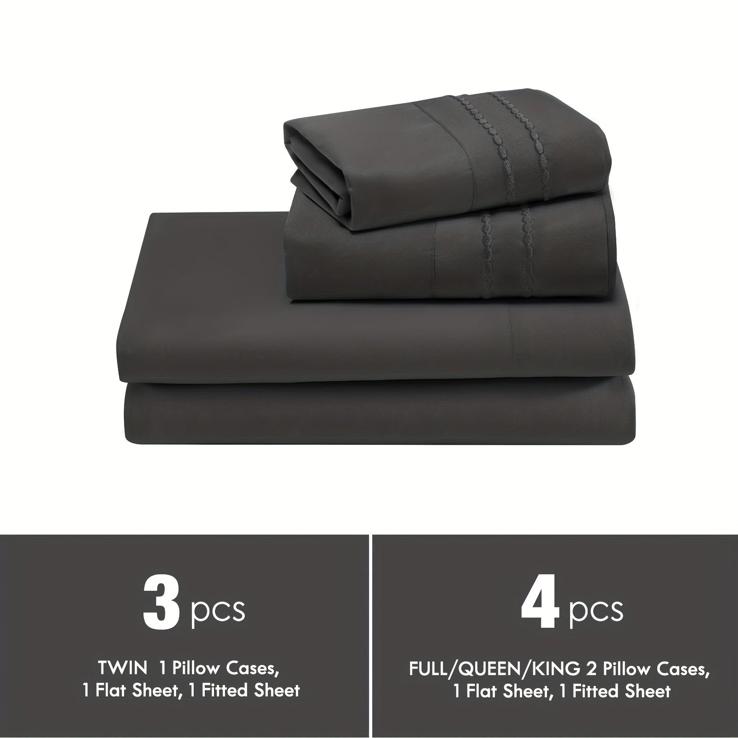 Fitted Sheet Set Deep Pocket | Soft Cooling Breathable Bedding 3-4pcs Fade-Resistant All-Season for Twin Full Queen King – Solid Color Bed Sheets for Dorm Guest Room Everyday Use