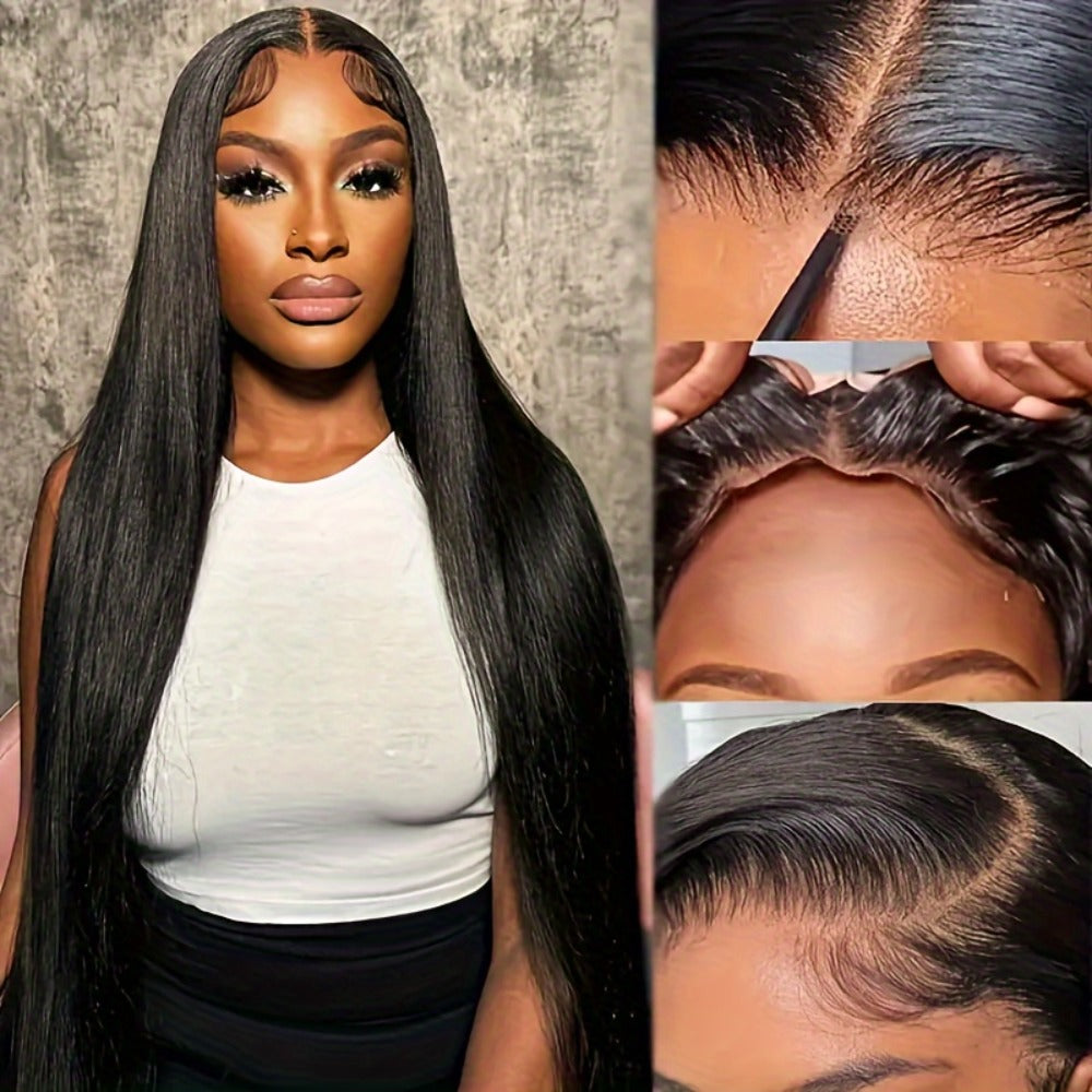 6x4.5 HD Lace Straight Human Hair Wig in Natural Black with Seven Lengths from 22 to 36 Inches
