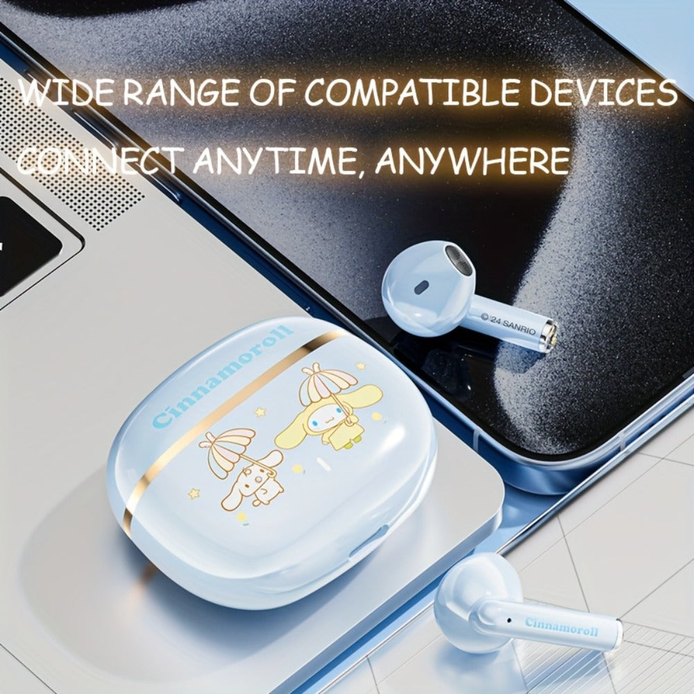 Sanrio Hello Kitty Kuromi Cinnamoroll Wireless Earbuds Bluetooth 5.0 Cute Kawaii Design 3 Styles Power Display Touch Control Girls Gift