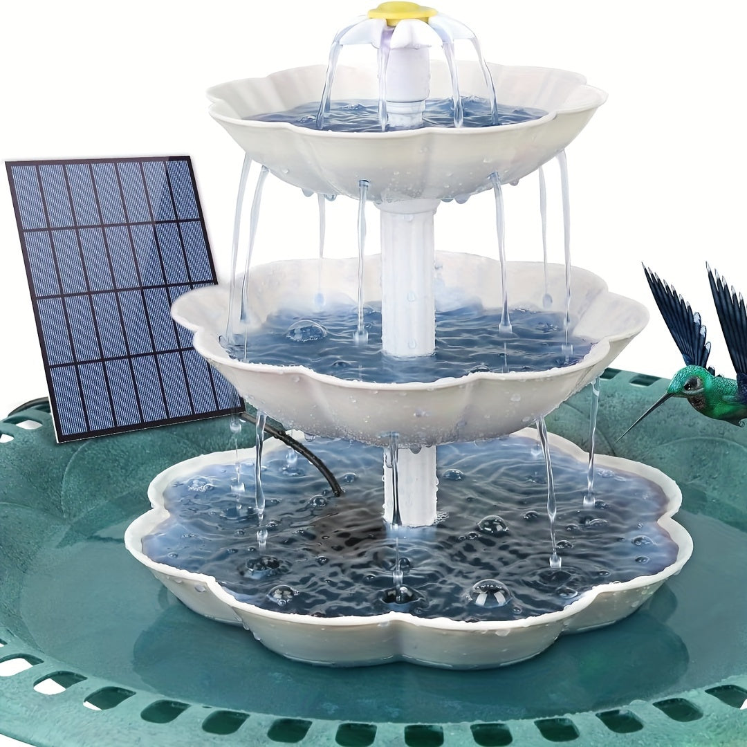 Three-Tier Solar Bird Bath Fountain for Outdoor Garden and Courtyard Decor in Two Colors for Outdoor Use