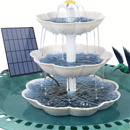 Three-Tier Solar Bird Bath Fountain for Outdoor Garden and Courtyard Decor in Two Colors for Outdoor Use
