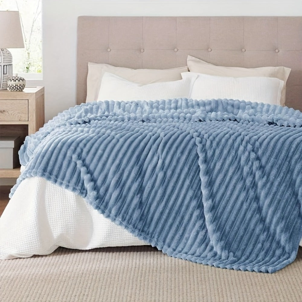 Reversible Faux Rabbit Hair Blanket in Four Colors and Five Sizes from 39 x 60 to 108 x 90 Inches