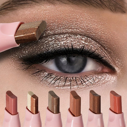 Dual-Color Eyeshadow Stick Set 6pcs Waterproof Two-Tone Eye Shadow Pencil – Smudge-Proof, Non-Fading, Blendable Shimmer & Matte Eye Makeup Kit for Women Beginners, Holiday Gift