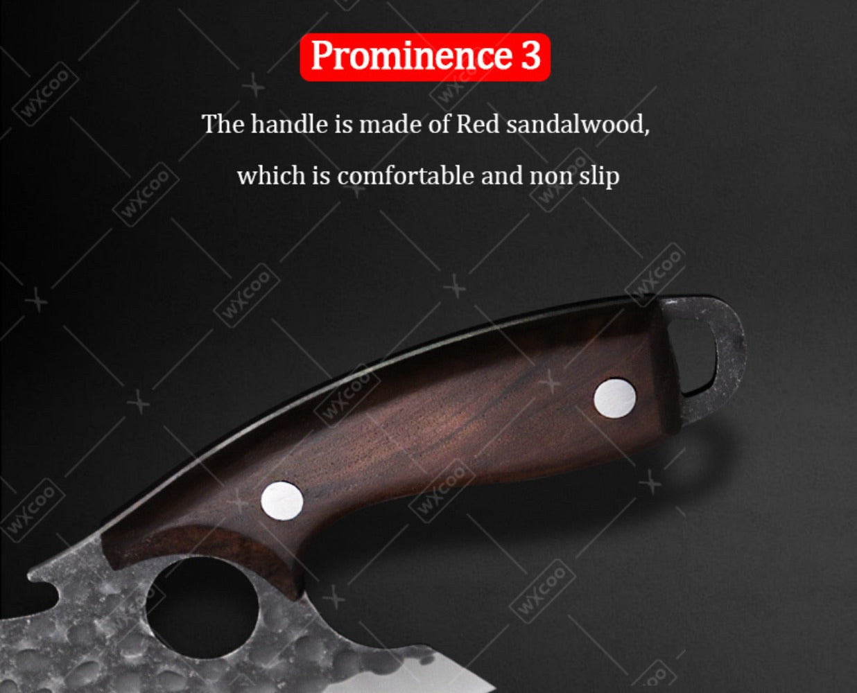 Viking Chef Knife Set 3/4pcs Hammered Stainless Steel Kitchen Knives – Boning, Utility & BBQ Knife with Wooden Handle for Cooking, Camping & Outdoor