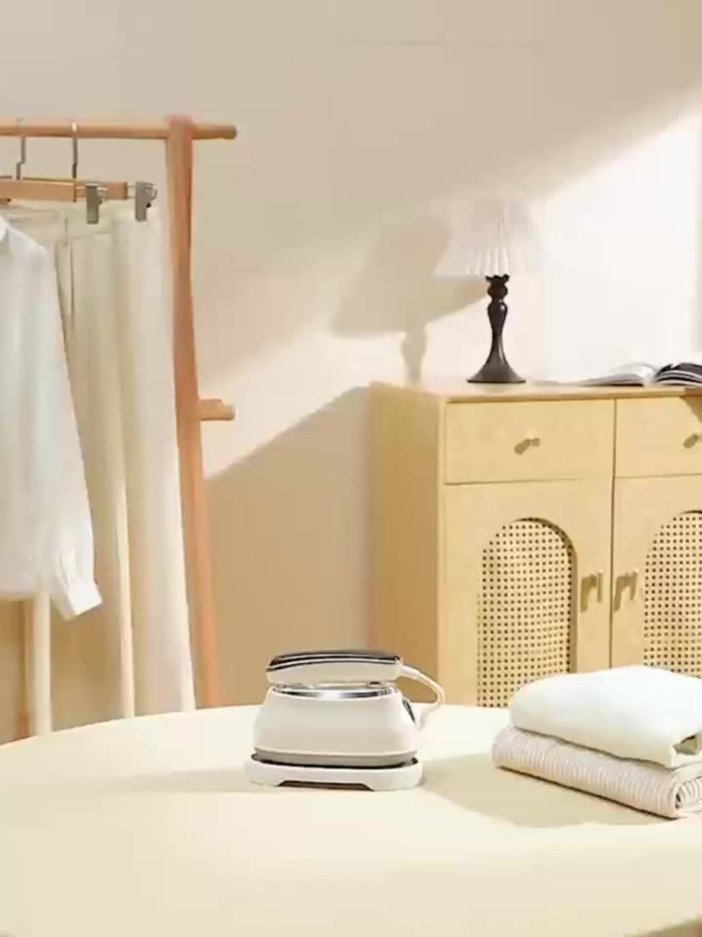 White 1300W Touchscreen Steam Iron with Five Settings, 160 mL Tank and Horizontal or Vertical Use