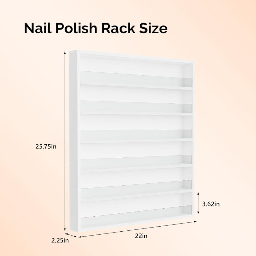 Wall Mount Nail Polish Rack Organizer 6 or 10 Tier with Acrylic Baffle Salon Display Shelf for Gel Polish