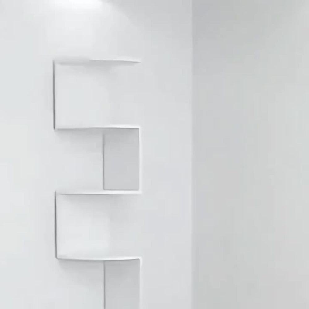 Wall-Mounted Alternating Corner Shelf in White Five-Tier or White and Black Three-Tier Options