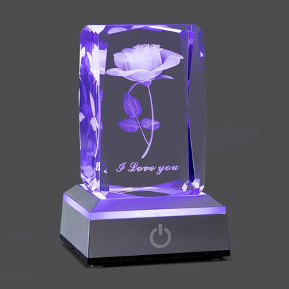Night Light Rose Floral Acrylic Sign with Color-Changing LED Base and Four Retained Display Styles