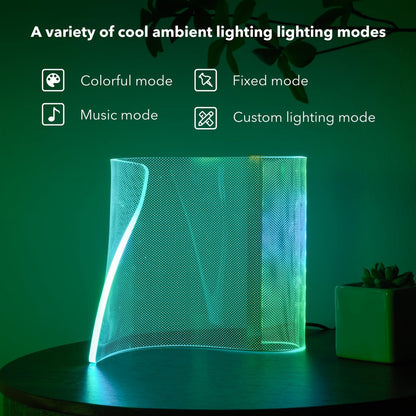RGB LED Table Lamp Smart APP Remote Control - Dimmable Geometric Metal Desk Lamp USB Powered Futuristic Ambient Mood Light for Gaming Room Bedroom Office Decor | Multicolor | Concert Dance Gift