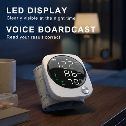 Blood Pressure Monitor Wrist Device with LCD Display, Voice Readout, Dual-User Memory and USB Rechargeable Power