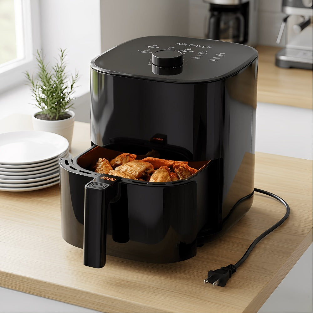 Air Fryer with LED Touchscreen, Viewing Window, Eight Preset Icons and 2.8Qt or 6Qt Black Capacity Options