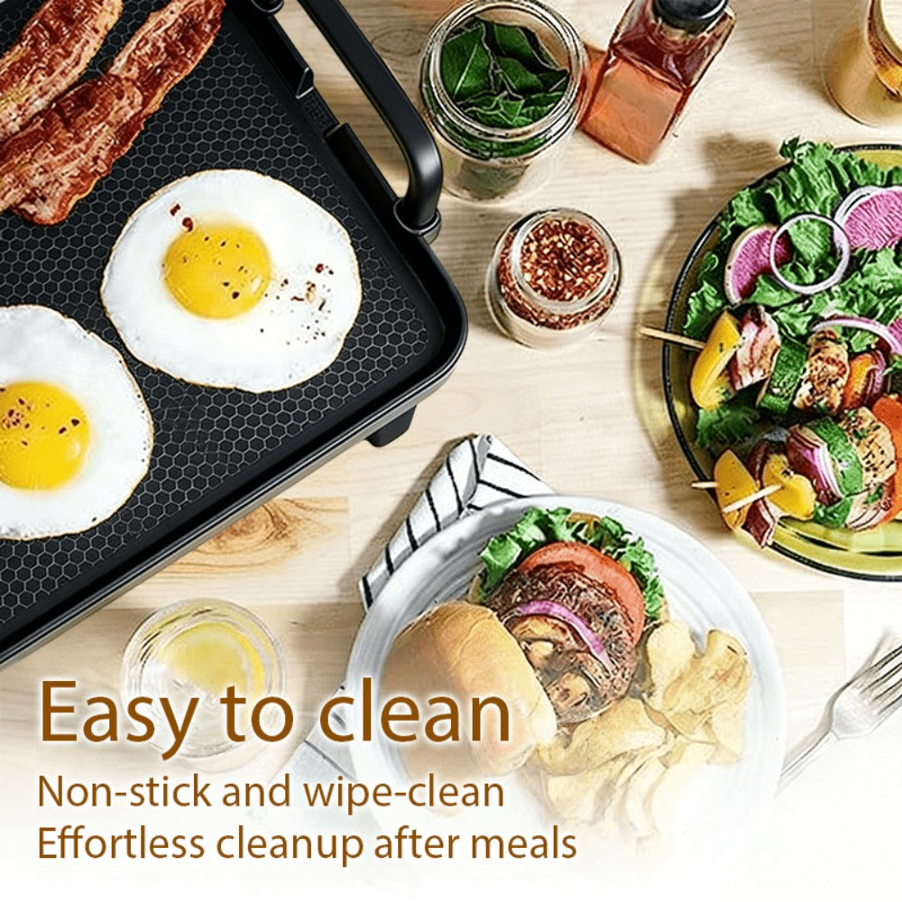 Rectangular Electric Griddle in 15.35 x 8.66 or 22.83 x 10.24 Inches with End Handles and Drip Area
