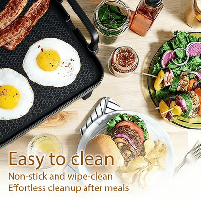 Rectangular Electric Griddle in 15.35 x 8.66 or 22.83 x 10.24 Inches with End Handles and Drip Area