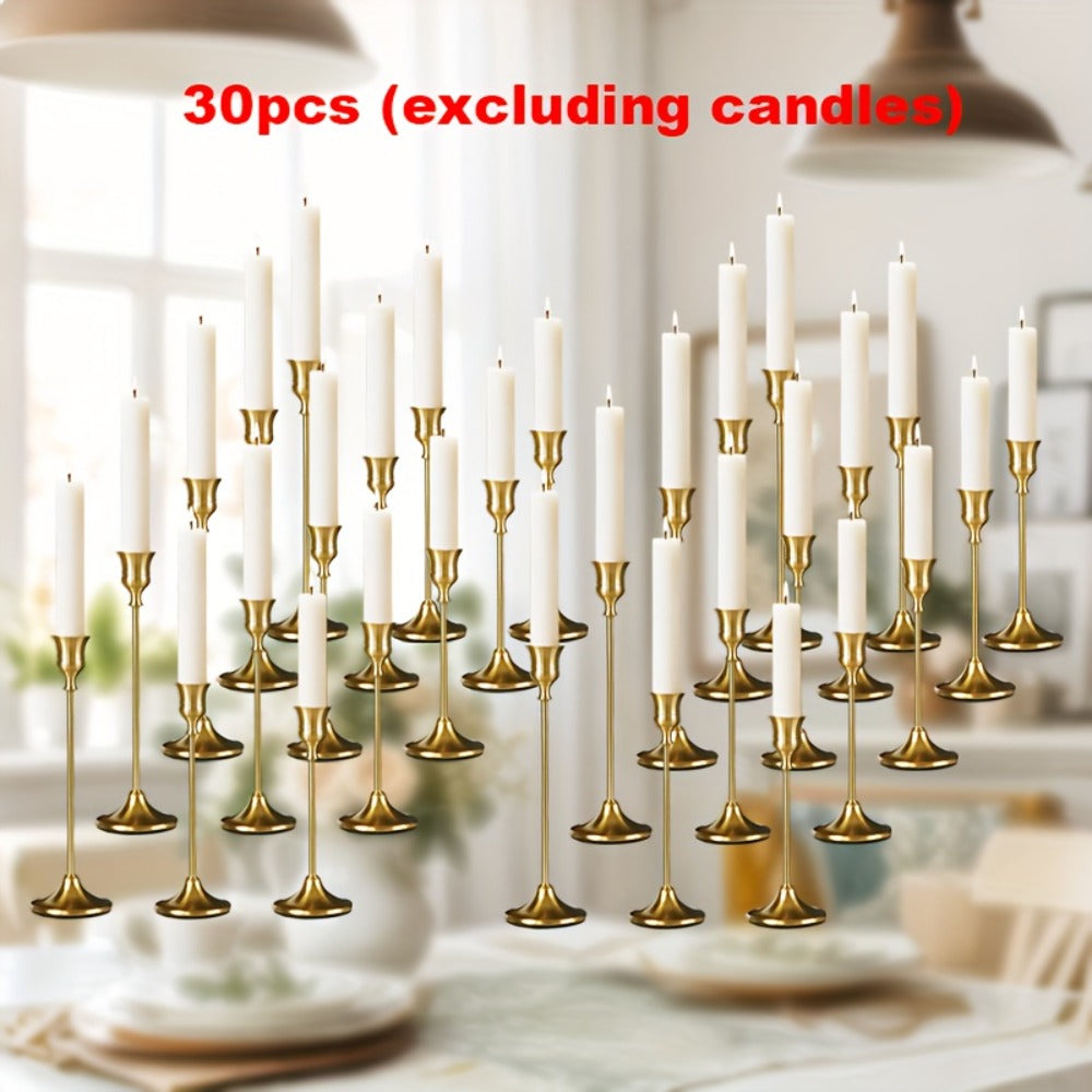 Copper Plated Candlestick Holders Bulk Set – Retro Minimalist Taper Candle Holders for Wedding Birthday Christmas Dining Table Fireplace Decor