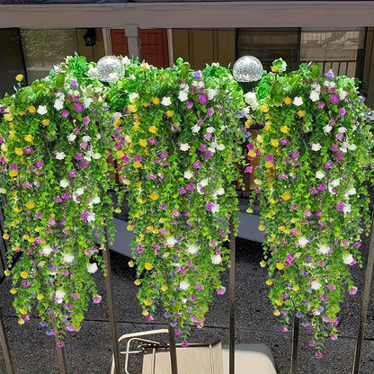 Artificial Hanging Plants UV Resistant Faux Flowers Vine Fake Ferns - 10 Bunches Indoor Outdoor Wedding Patio Balcony Home Decor
