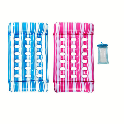 Pool Float Striped Tanning Mat with Built-In Headrest, 51.18 x 27.56 Inches and Three Color Selections