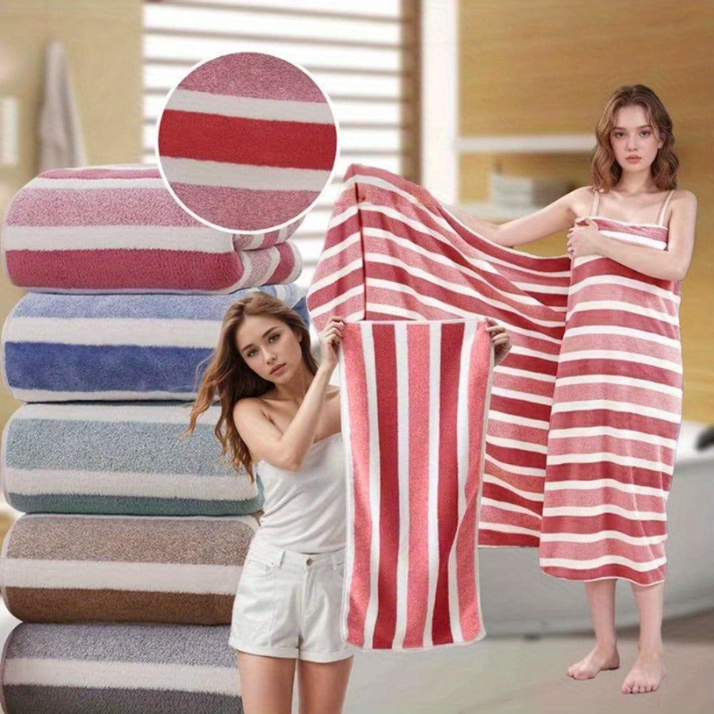 Towel Set 8 Piece 280GSM Two-Color Striped Mix with 2 Bath, 2 Face and 4 Hand Towels for Home and Guest Use