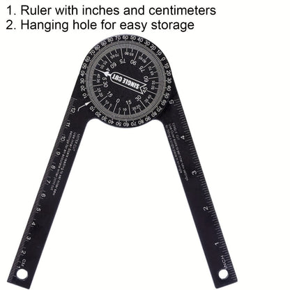Miter Saw Protractor 7 Inch Aluminum 2-in-1 Professional Angle Finder CNC Machined Precision Laser Engraved Inside Outside Miter Angle for Carpenter Plumber Building Trades Woodworking Black