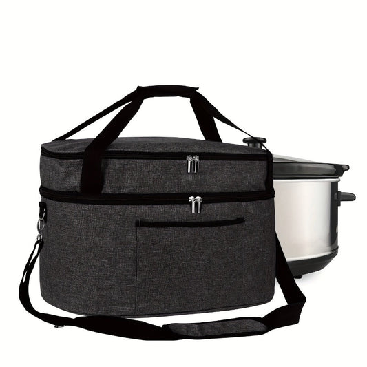 Slow Cooker Bag Insulated Carrier for 6-8 Quart Oval Crockpot, 2-Layer Waterproof Travel Bag with Handle, Keeps Food Warm for Potlucks, Family Gatherings, Reunions & Outdoor Events