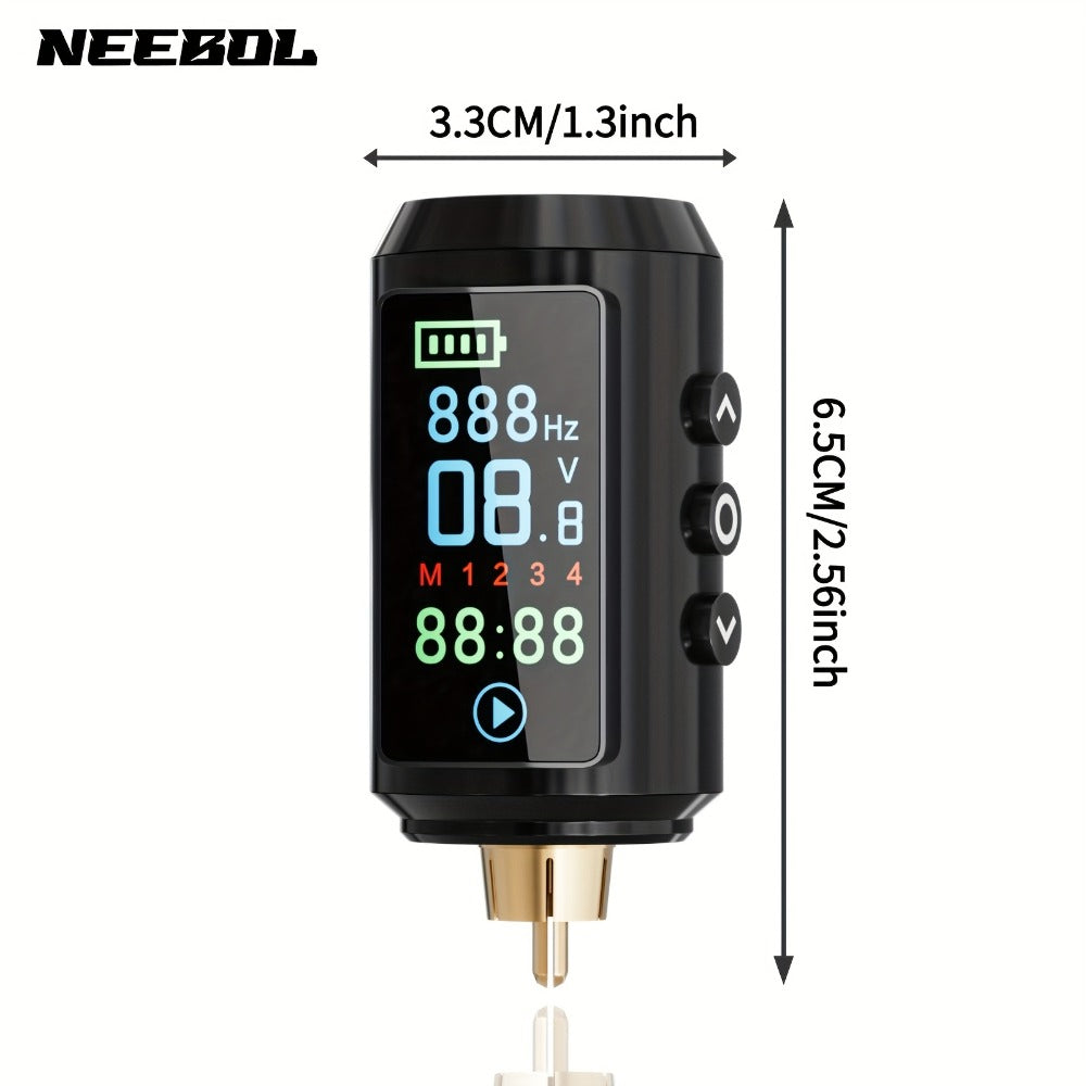 Cordless Tattoo Power Supply with Color Screen - 1600mAh Wireless Tattoo Battery, 4 Memory Presets, RCA Connector, USB Rechargeable, Compatible with Rotary & Coil Tattoo Machines, Beginners & Pro Artists