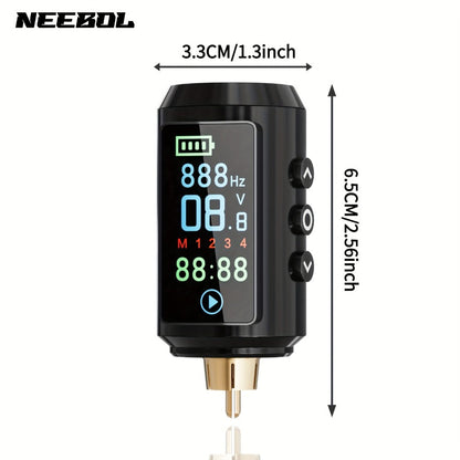 Cordless Tattoo Power Supply with Color Screen - 1600mAh Wireless Tattoo Battery, 4 Memory Presets, RCA Connector, USB Rechargeable, Compatible with Rotary & Coil Tattoo Machines, Beginners & Pro Artists