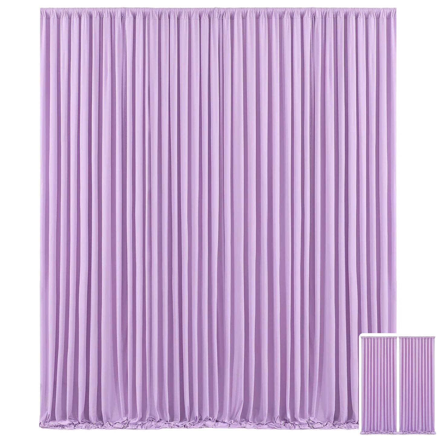 Two-Panel 10 x 10 ft Backdrop Curtain Set with Pole Pockets and 16 Color Options for Events