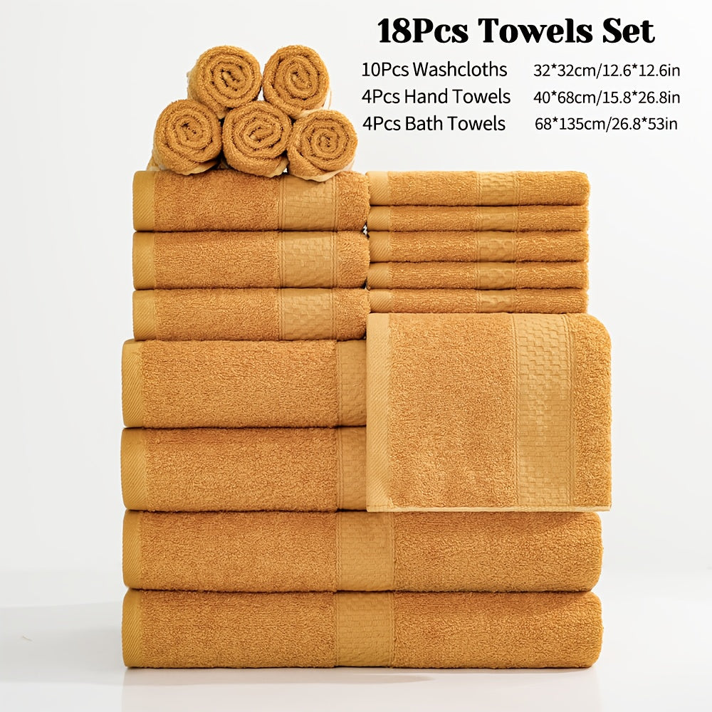 Towel Set 12, 16 or 18 Piece 450GSM Cotton-Blend Bath, Hand and Face Towels in Multiple Colors